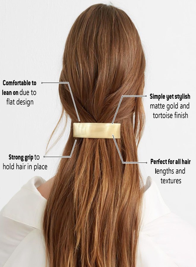 Ayesha Women Gold Hair Clips Metal Flat Hair Clips Gold Hair Barrettes French Clip Barrettes for Women Lady 3pcs - Image 5